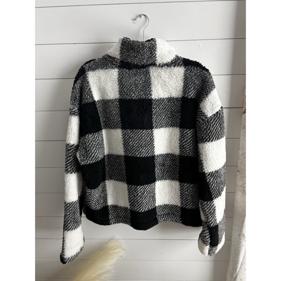 Women's Sweater Canyon Creek Black And White Plaid Size XL Zip - Picture 5 of 10